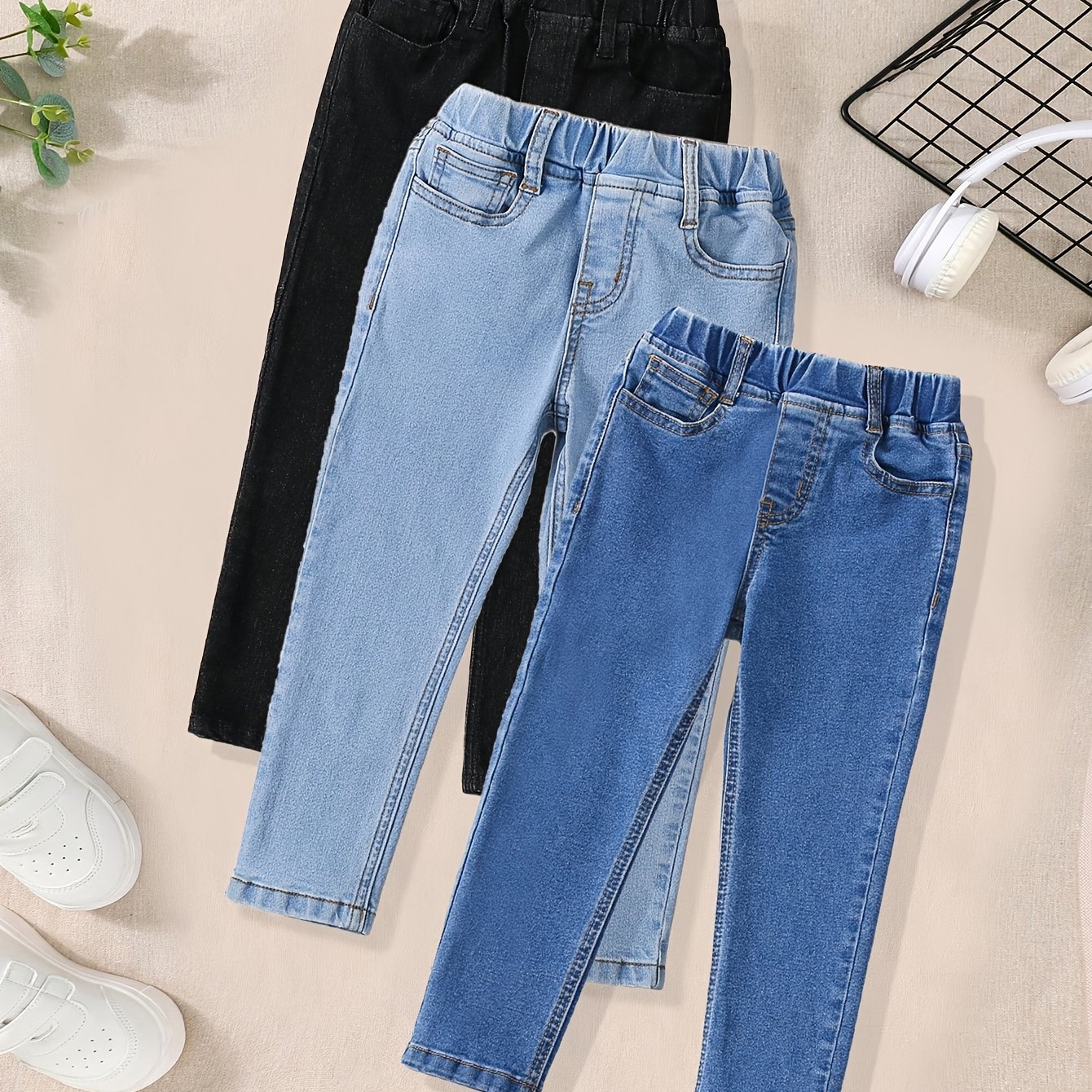 Boys' Basic Denim Pants 3pcs Set