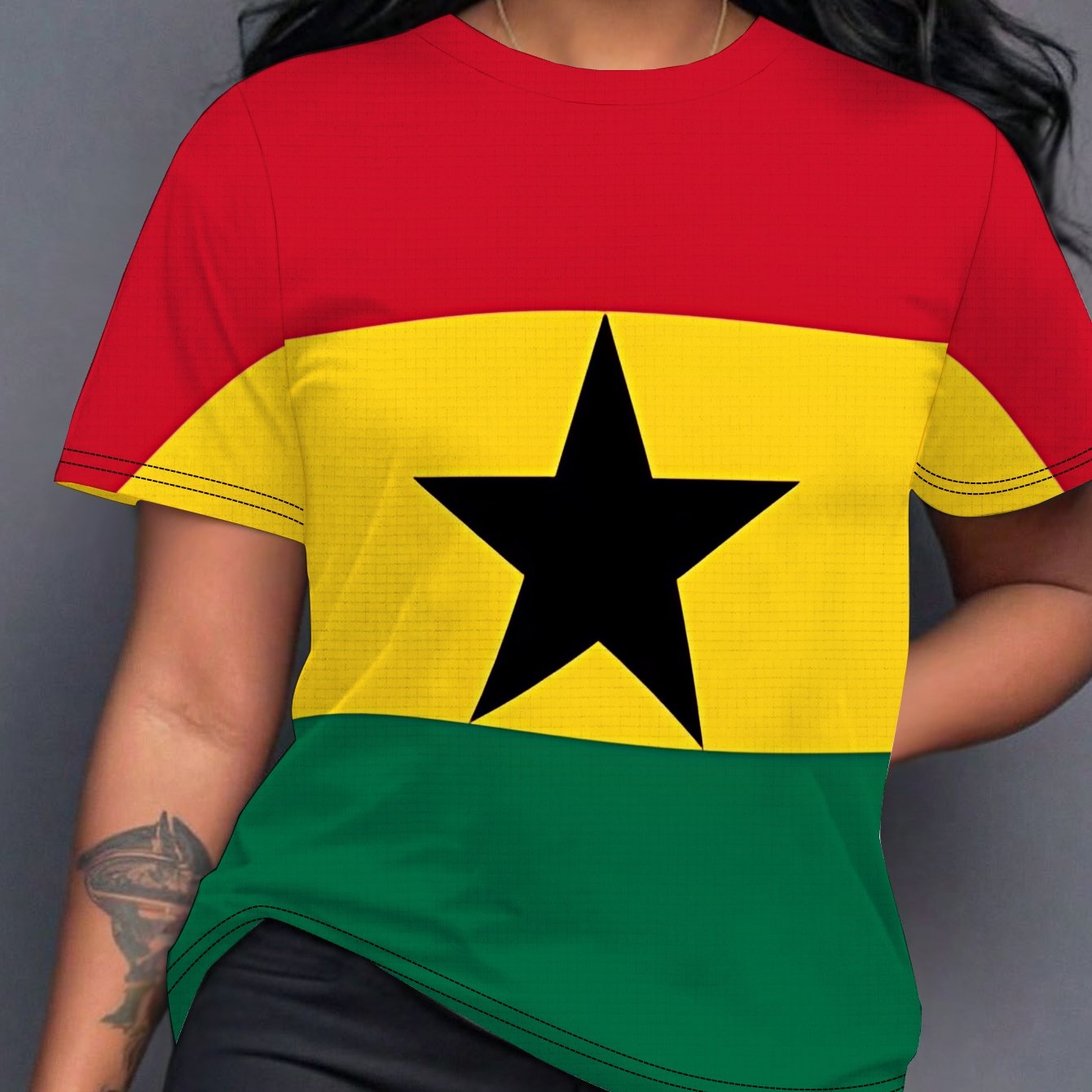 TEMU Ghana Flag Standard Size Women's Short Sleeve Top