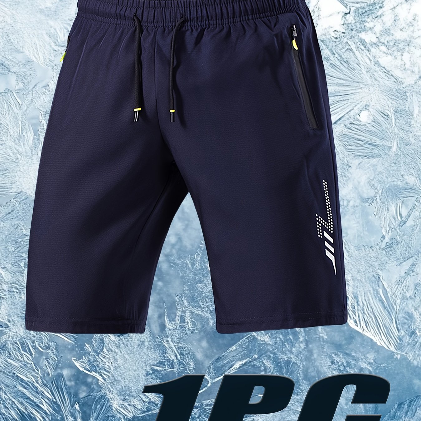 TEMU Men's Casual Athletic Shorts, Double-sided Zipper Pockets, Drawstring Waistband, Lightning Reflective Print, Loose And Cool, Suitable For Summer