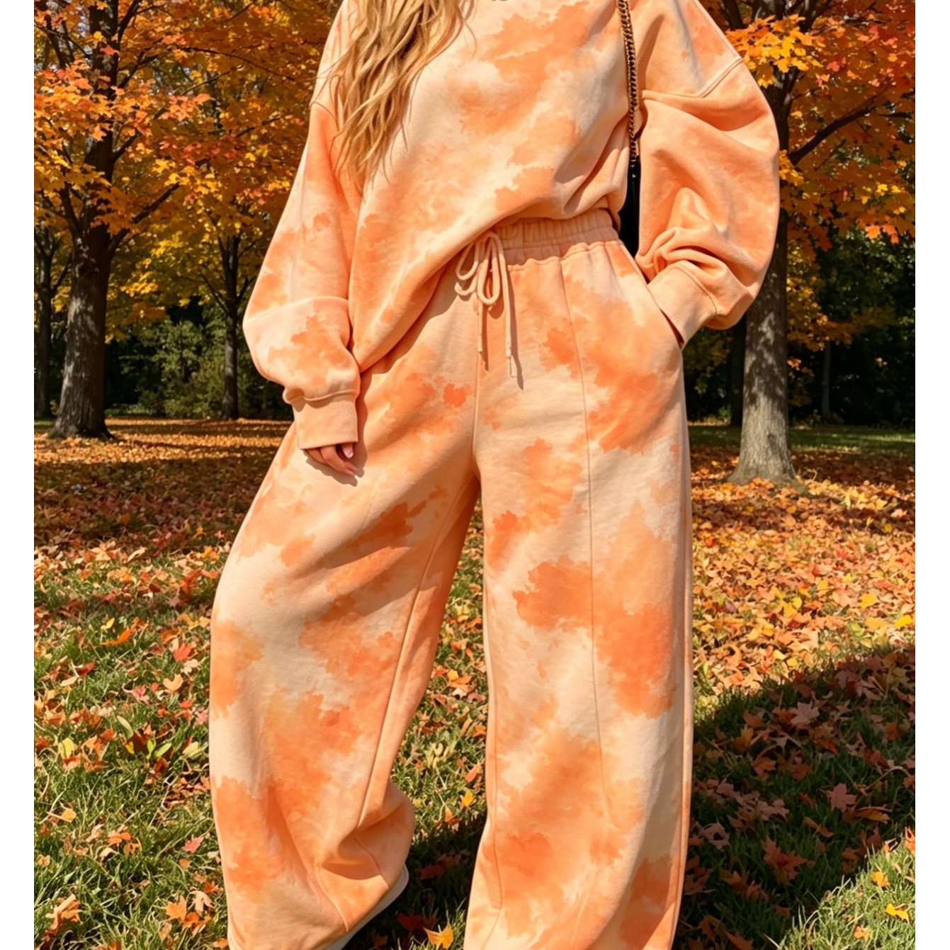 2026 New Plus Size Casual Outfit For Women: Round Neck Loose Sweatshirt High Waist Wide Leg Sweatpants Two-piece Set. Relaxed Style Versatile Sports Suit. Comfortable And For Daily Commuting