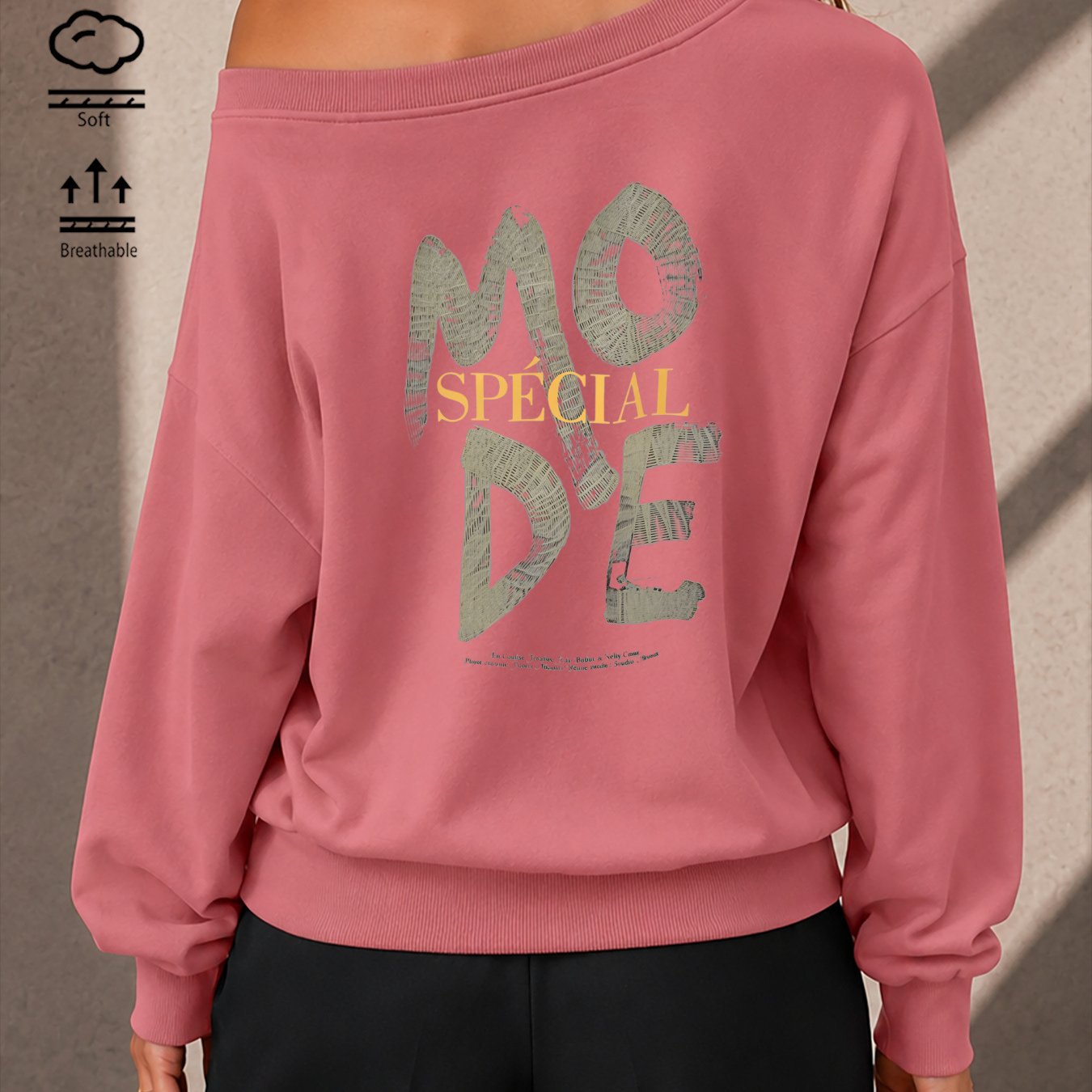 Image of Autumn Women's Asymmetric Off-shoulder Long-sleeve Y2k Retro Letter Graphic Sweatshirt, Casual Loose Pullover Coat