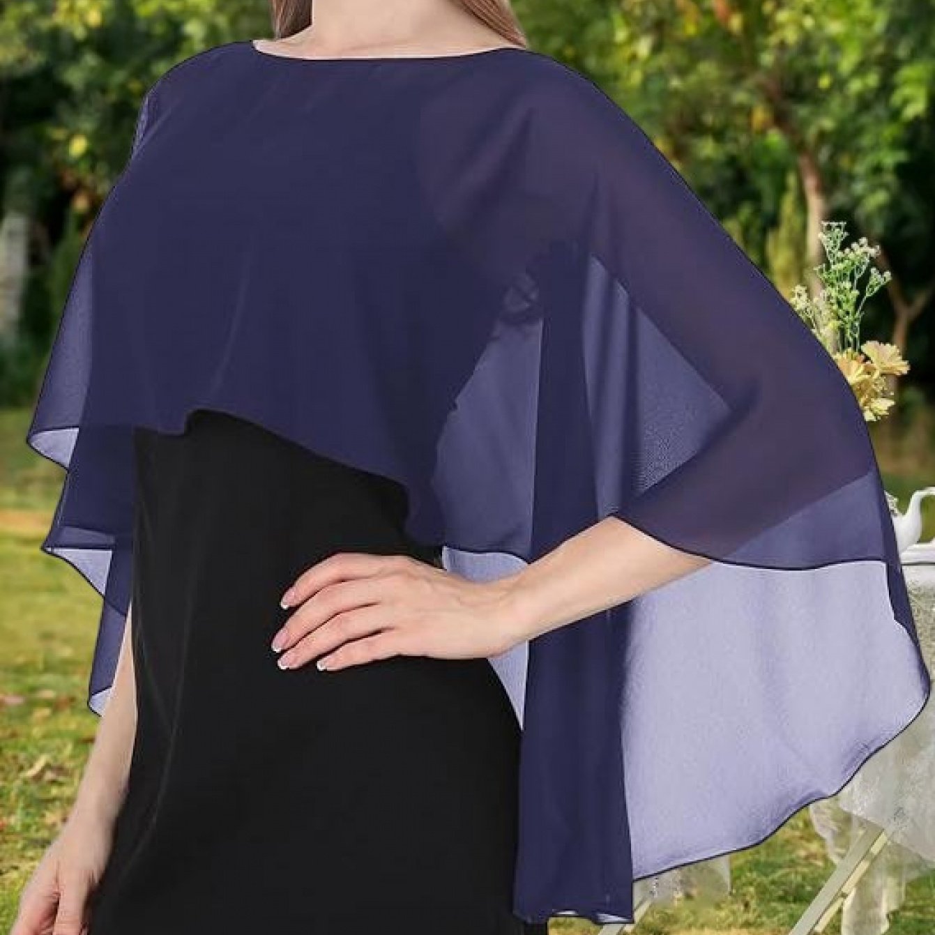 E-shop Weicher Damen-Schal Abendkleid Brautjungfern-Schal Chiffon-Überwurf für Hochzeit, Rundhals, dünn, lockere Passform, atmungsaktiv, vielseitiger