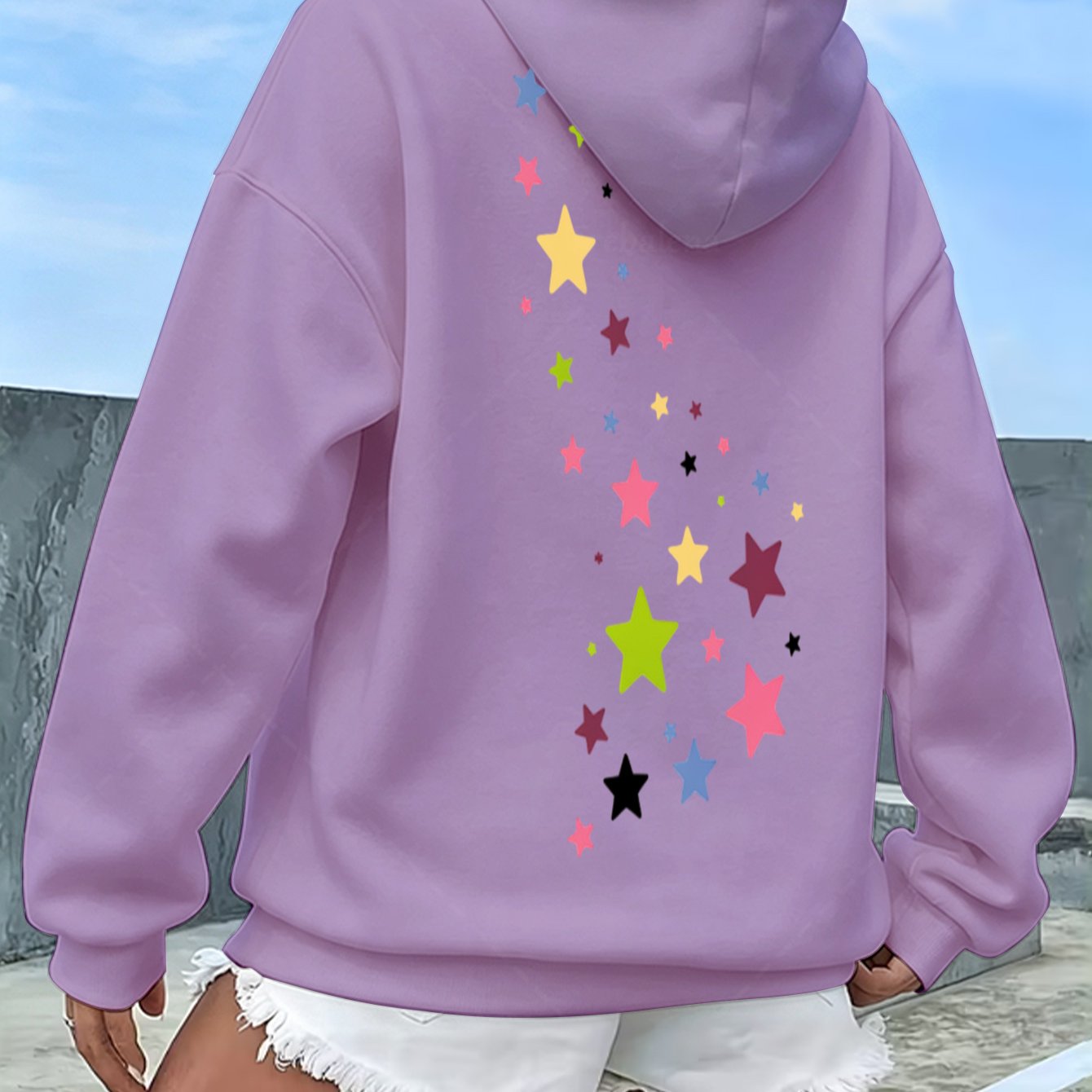 Image of Plus Size Women's Hooded Sweatshirt Cozy Long Sleeve Olive Green Hoodie With Colorful , Casual Streetwear Style Fashion Daily Hoodie For Shopping Travel Vacation, Winter Daily Wear