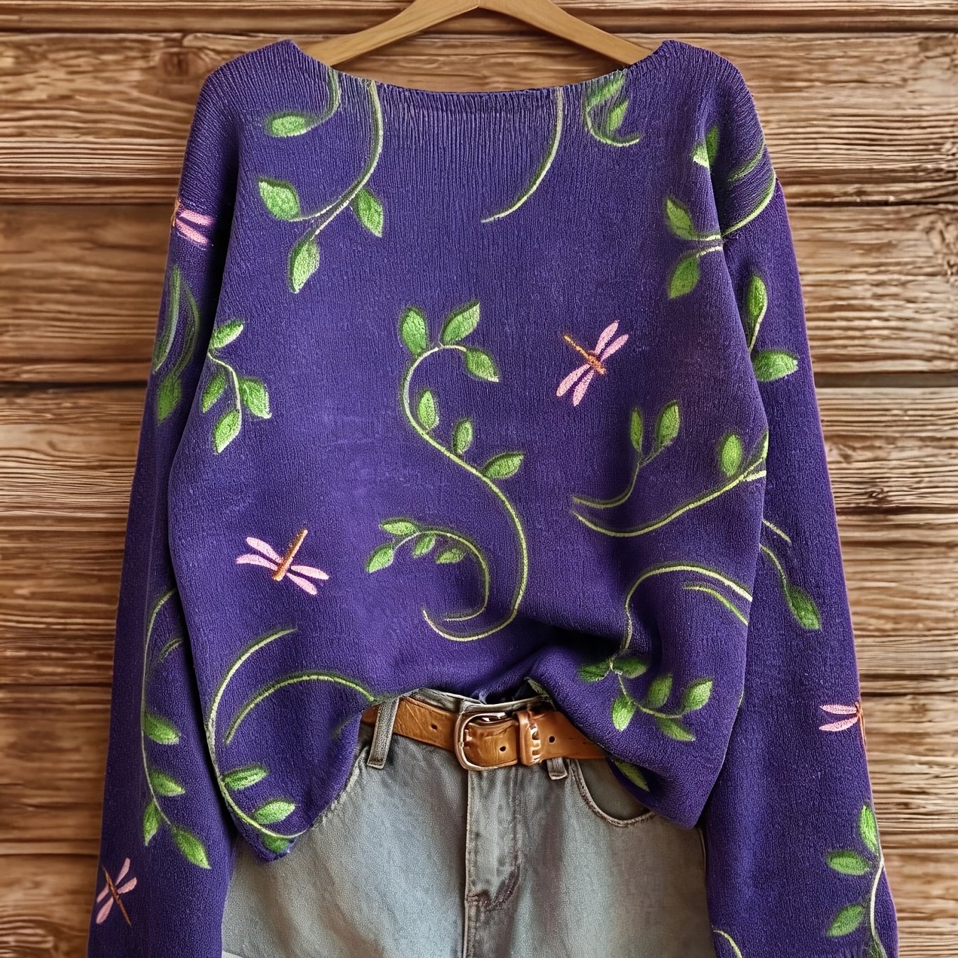 TEMU Plus Size - 2d Flat Pattern Autumn New Pullover Round Neck Long Sleeve Women's Top Flat Trendy Women's Clothing Plus Size Top