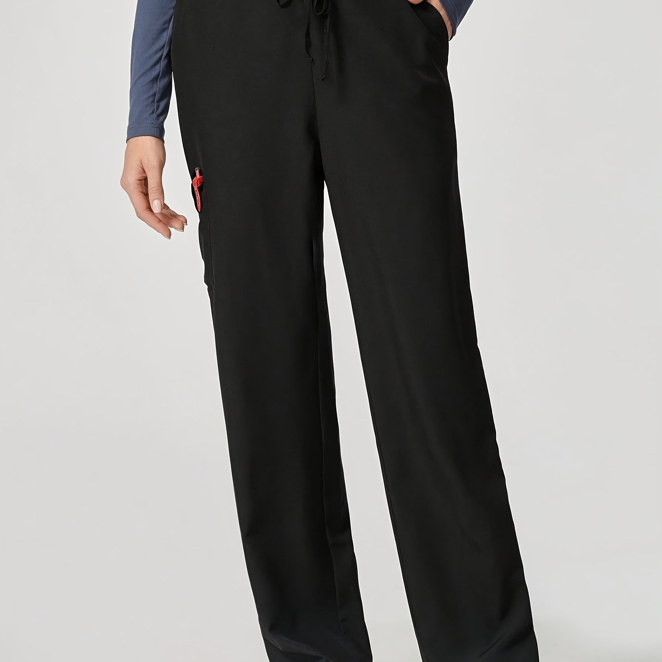 TEMU Drawstring Multi-pocket Long Pants For Doctors And Nurses, Casual Versatile Trousers - Summer