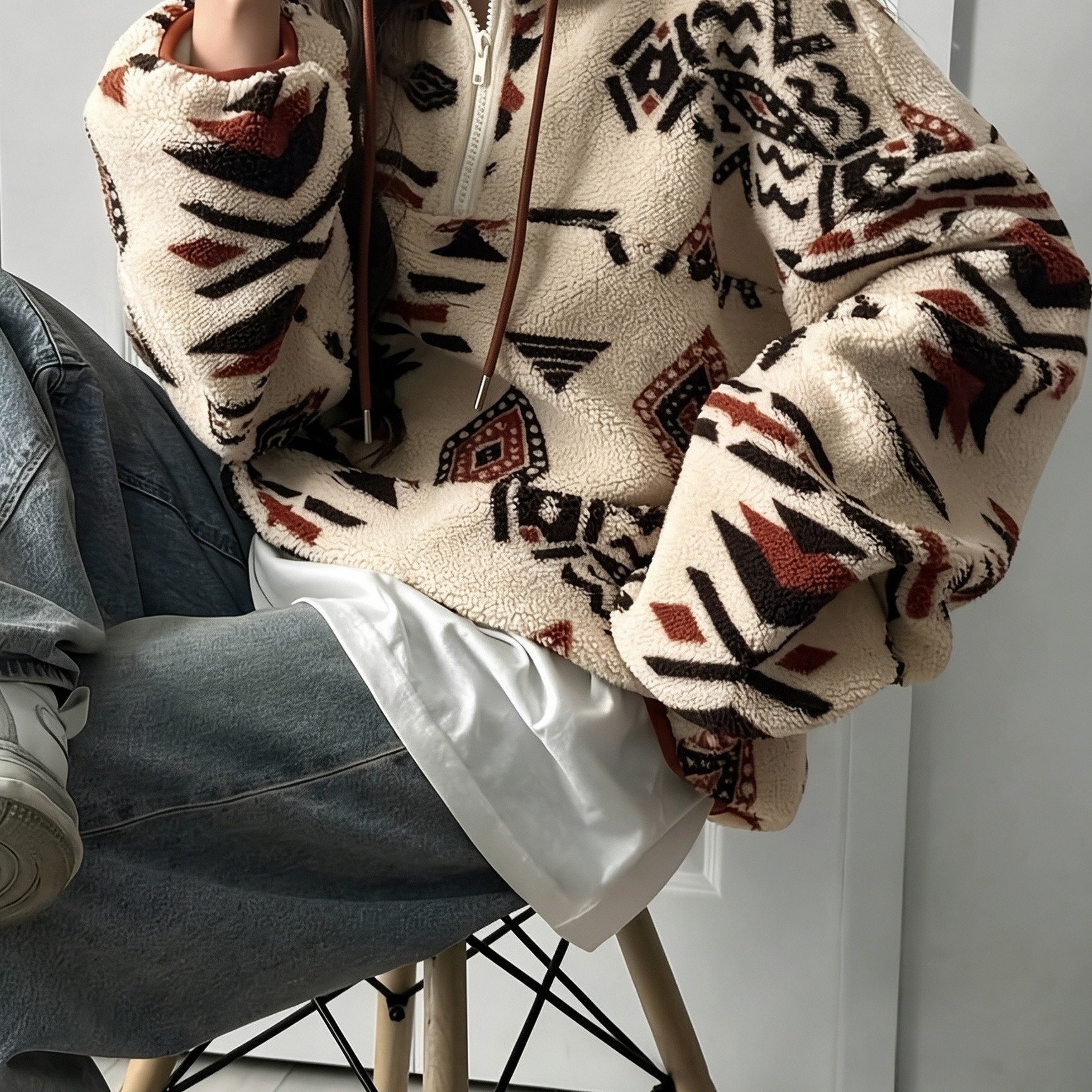 TEMU Felpa da donna con alla coreana, color block, con coulisse, spalle scese, maniche lunghe, in peluche, vestibilit� , casual e versatile