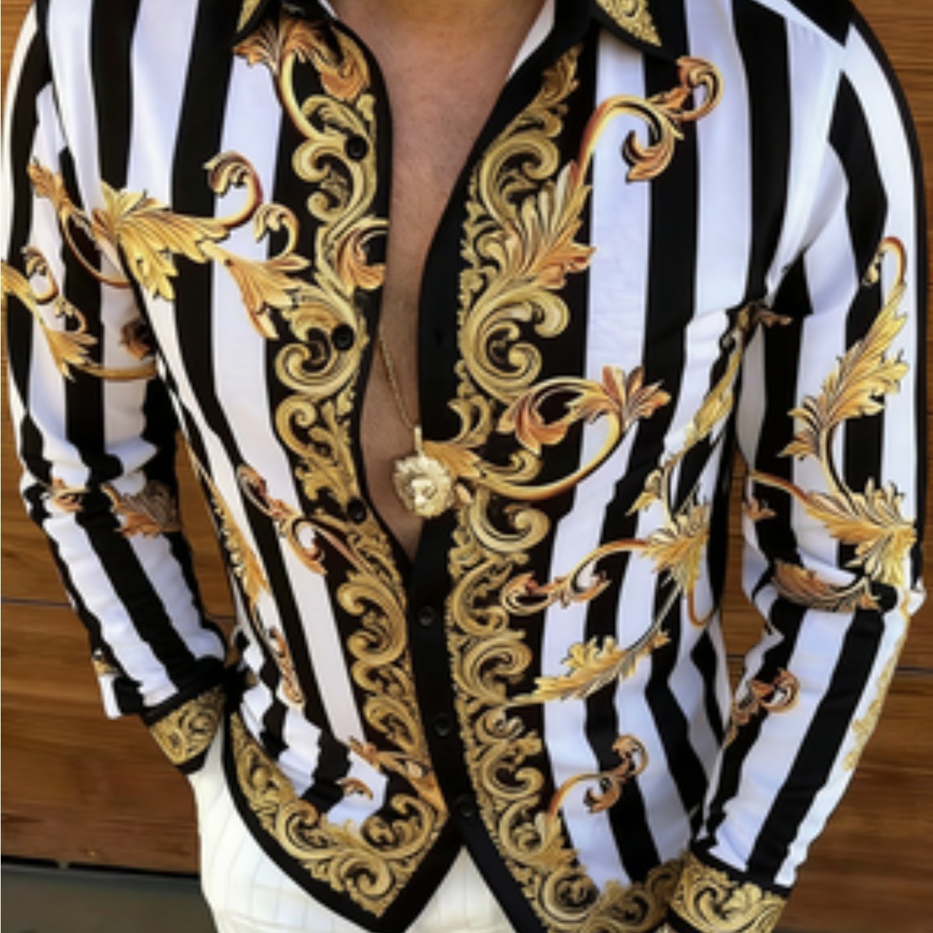 Men's Long-sleeve Floral Shirt, Men's Shirt Street Style And , Turn- Collar Long Sleeves, Comfortable And Casual