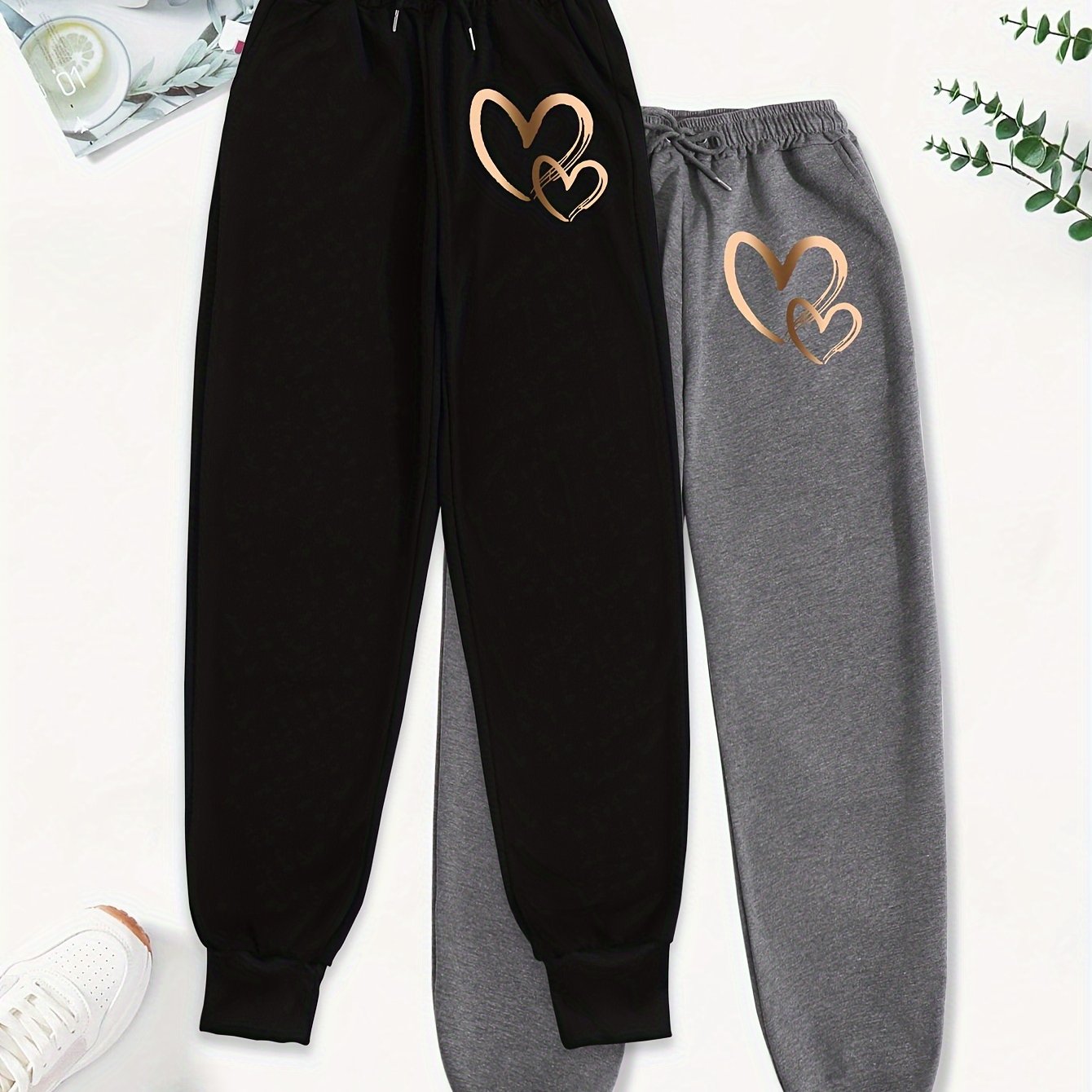 TEMU 2pcs Cartoon Graphic Print Pants, Casual Drawstring Waist Jogger Pants, Women's Clothing