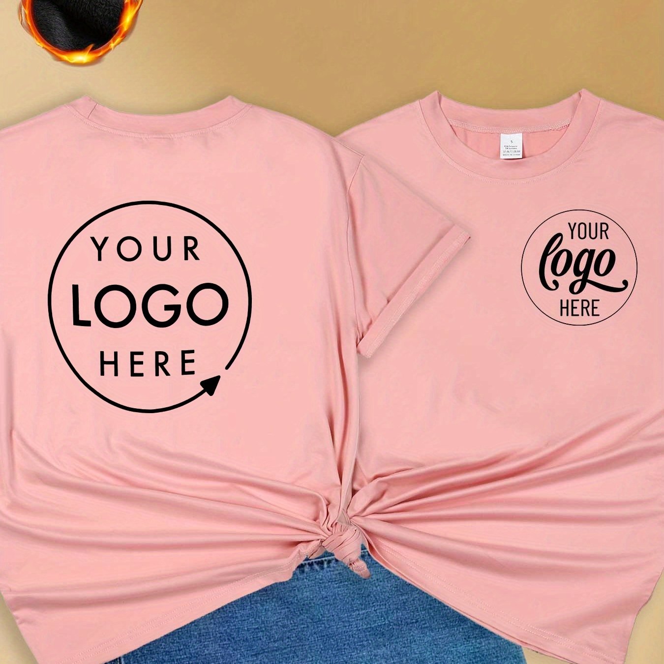 TEMU Company Custom Printed Original Collar Women's T-shirt, Summer Autumn Fabric Short Sleeve T-shirt, Fashion Item Women's Apparel