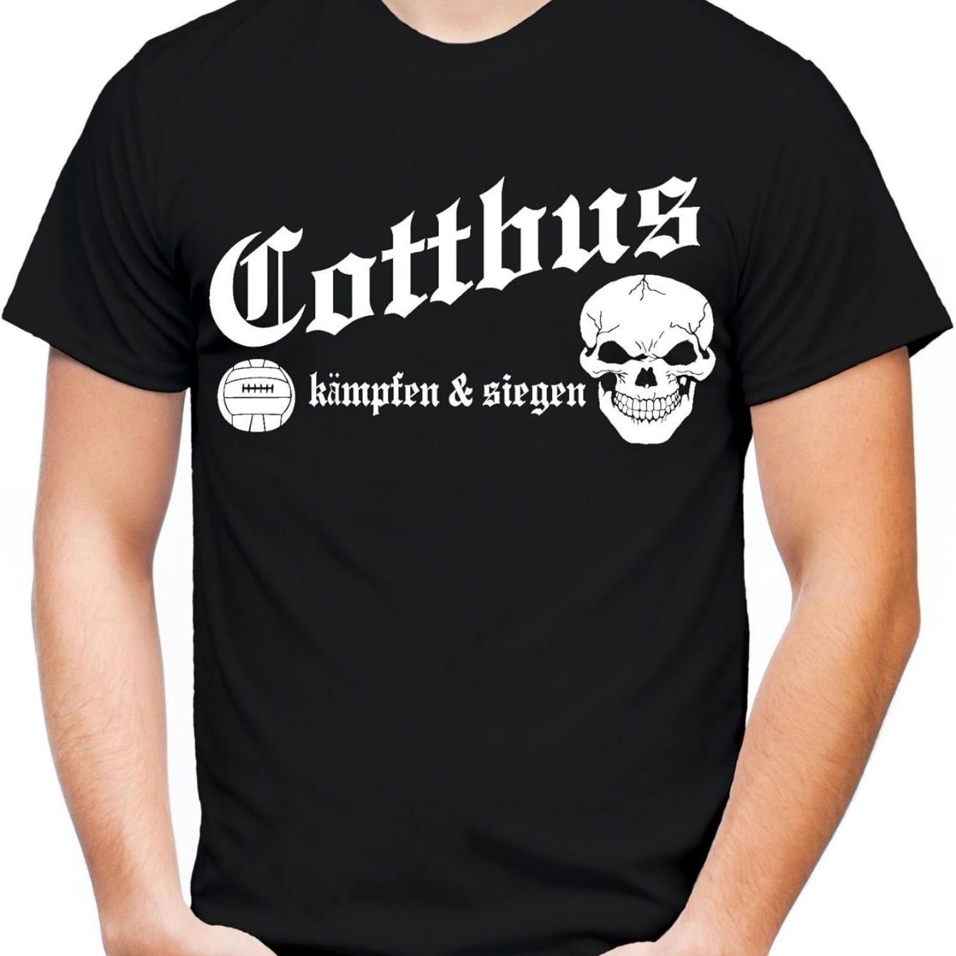 Image of Men's Football Ultras T-shirt - Lettering & Skull Logo Print, Fan Apparel, Breathable Short Sleeve Casual Tee For Sports Events & For Casual Wear (regular Fit)