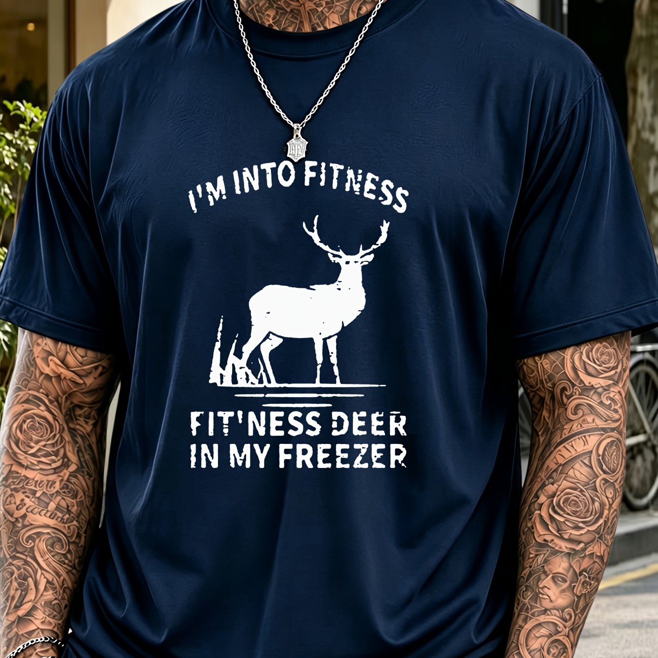 TEMU T-shirt de Noël pour homme à manches courtes, pièce unique, en tissu confortable légèrement extensible, avec imprimé cerf de , lettre et motif