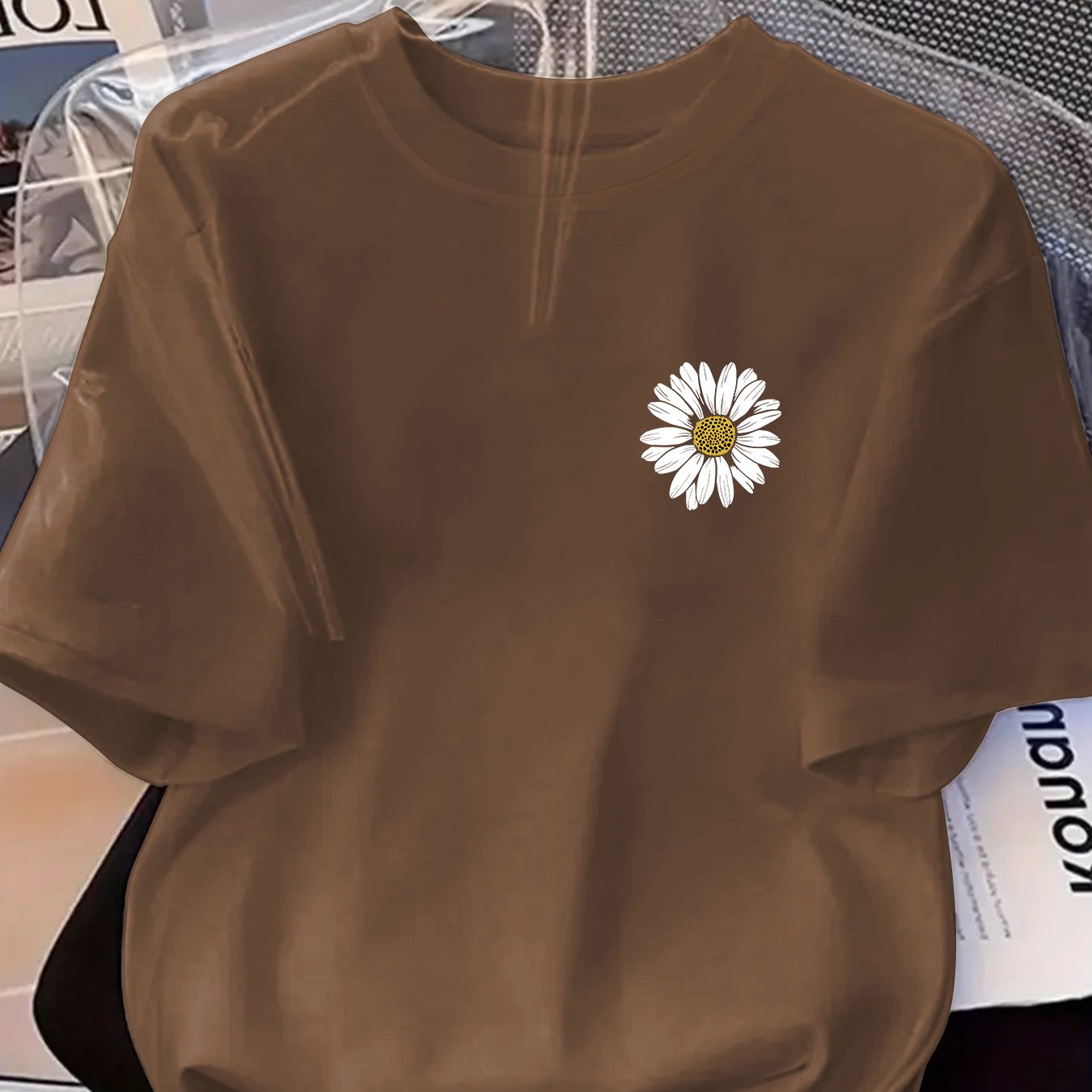 TEMU Fashion Women's Short-sleeve T-shirt, /summer Fashion Trend, Women's Short-sleeve Crew Neck T-shirt, Designer Print Short-sleeve T-shirt Top