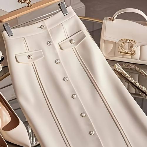 new unique high end stylish white a line midi skirt for women