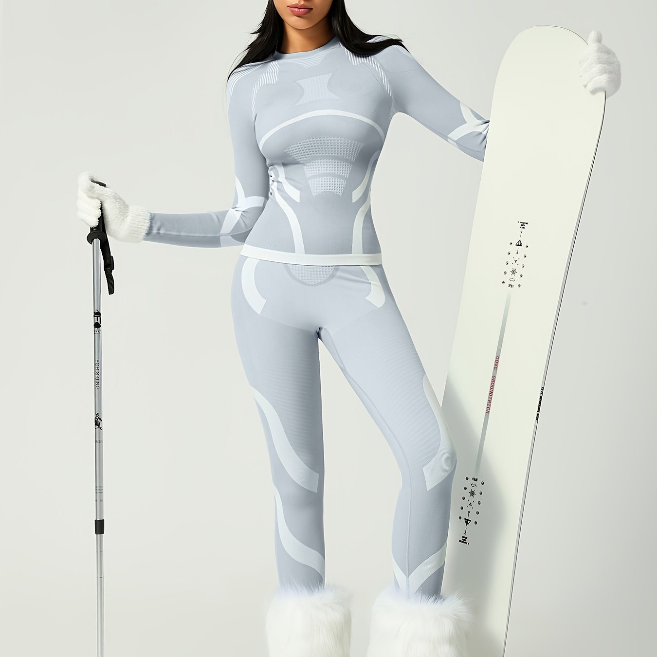 Image of 2 New Winter And Fall Color-block Ski Suits: Fashionable, , Quick-dry Ladies' Sports Outdoor Skiing Fitness Yoga Wear