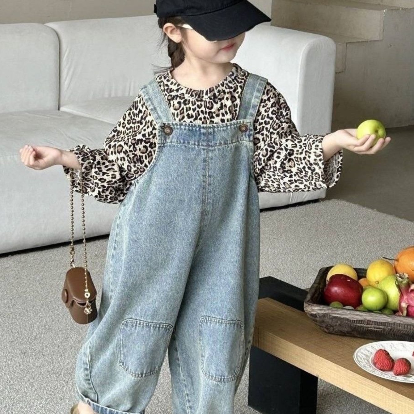 Girls' Denim Overalls 3, Spring Autumn Loose Fit Suspender Pants, Comfortable Casual Outfit For Daily Wear