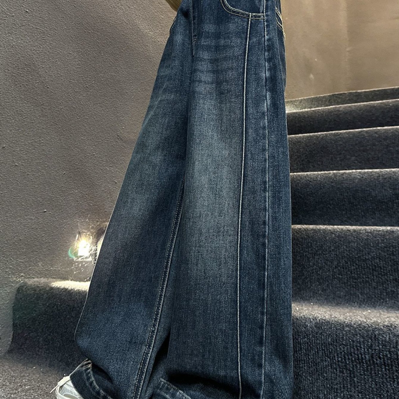 Image of Girls Spring Autumn Loose Wide Leg Denim Jeans For Big Kids Casual Stylish Straight Fit Long Pants