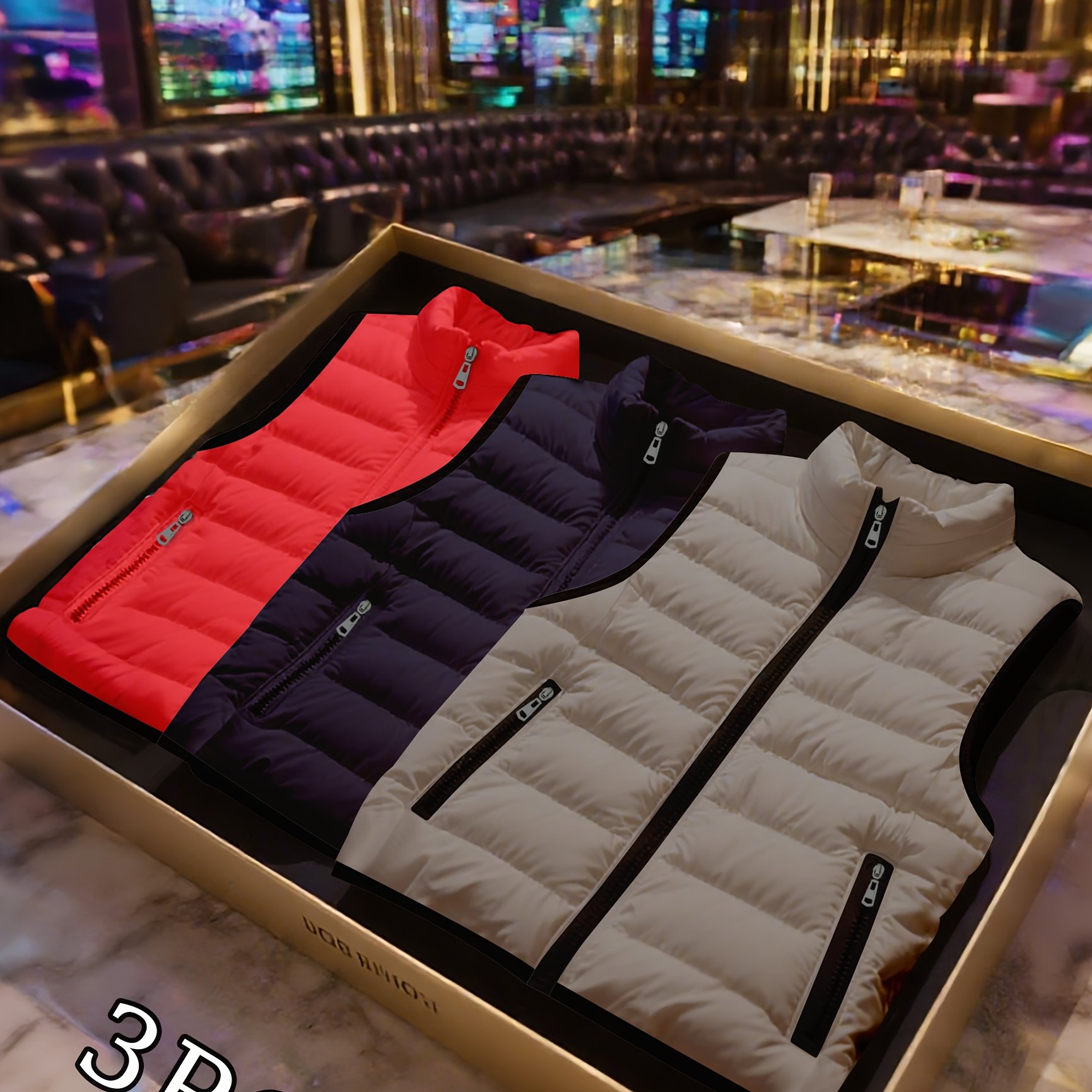 TEMU 3pcs Package, Easy Solid Color Vest For Men, Warm Polyester Jacket For Autumn And Winter For Men, Suitable For Outdoor Activities, Daily Casual