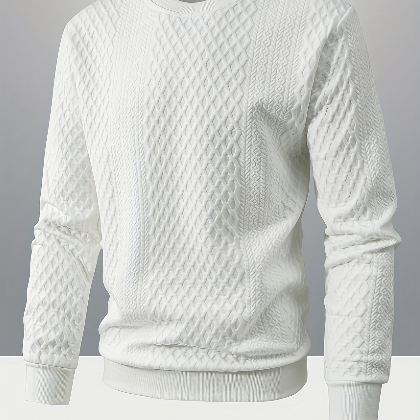 Image of Men's Valentine's Day Gift, Men's Fashion Jacquard Comfortable /summer New Long Sleeve Stretch Hem Ribbed Splicing Outdoor Sports Sweatshirt, Suitable For Daily Work, Vacation, And Outdoor Wear