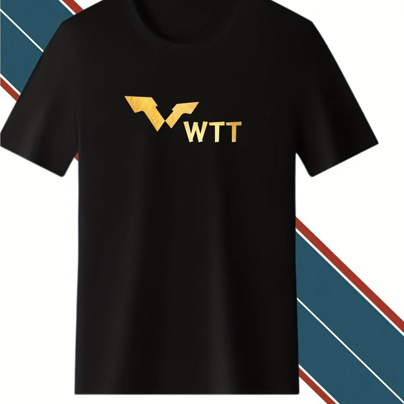 TEMU Men's Quick-dry Athletic T-shirt - Breathable Pure With Sweat-wicking Technology, Black With Golden Wtt Logo & Print - Moisture-wicking Gym,