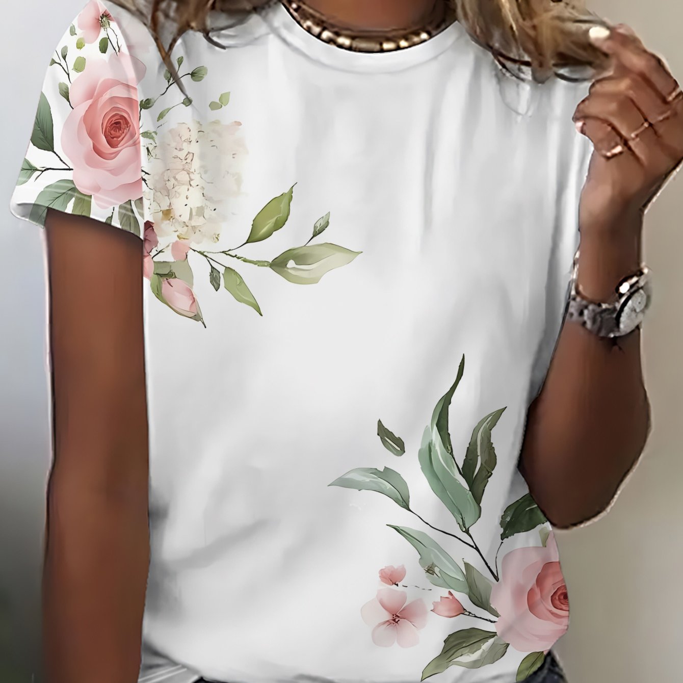 TEMU Women's Breathable Short-sleeve Round Neck T-shirt Suitable For Summer - Casual Blouse For Daily Wear, Office & Outfits - Machine-washable