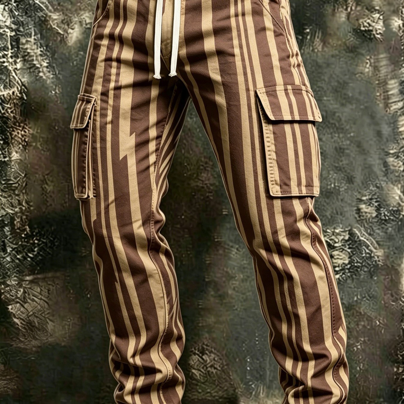 Image of 2026 Men's New Daily Casual Cargo Pants (drawstring), Multi-pocket, Geometric , Comfortable And Breathable Fabric, Suitable For Daily And Leisure, Outdoor Activities, Father's Day Gift , Etc