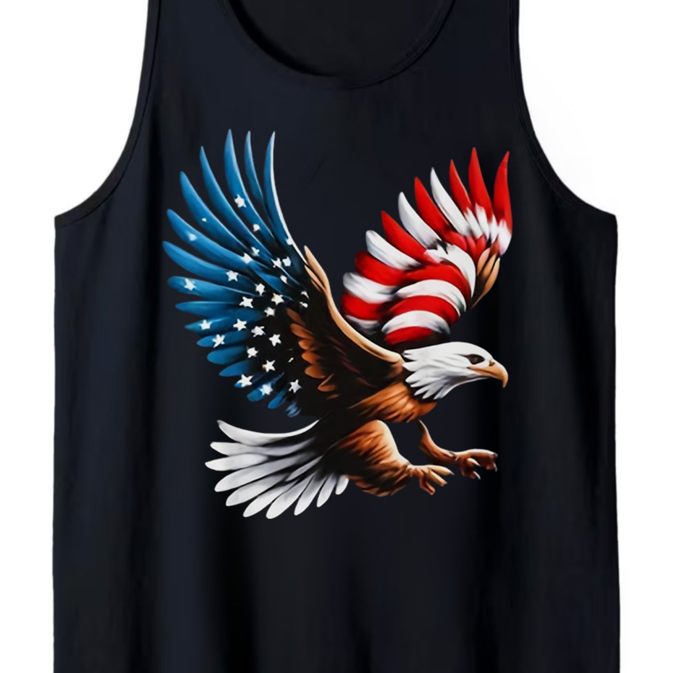 TEMU Men's Bald Eagle & American Flag Muscle Tank Top - Retro Vintage With Stars & , Breathable Crew Neck Sleeveless Shirt Suitable For Parade, Bbq,