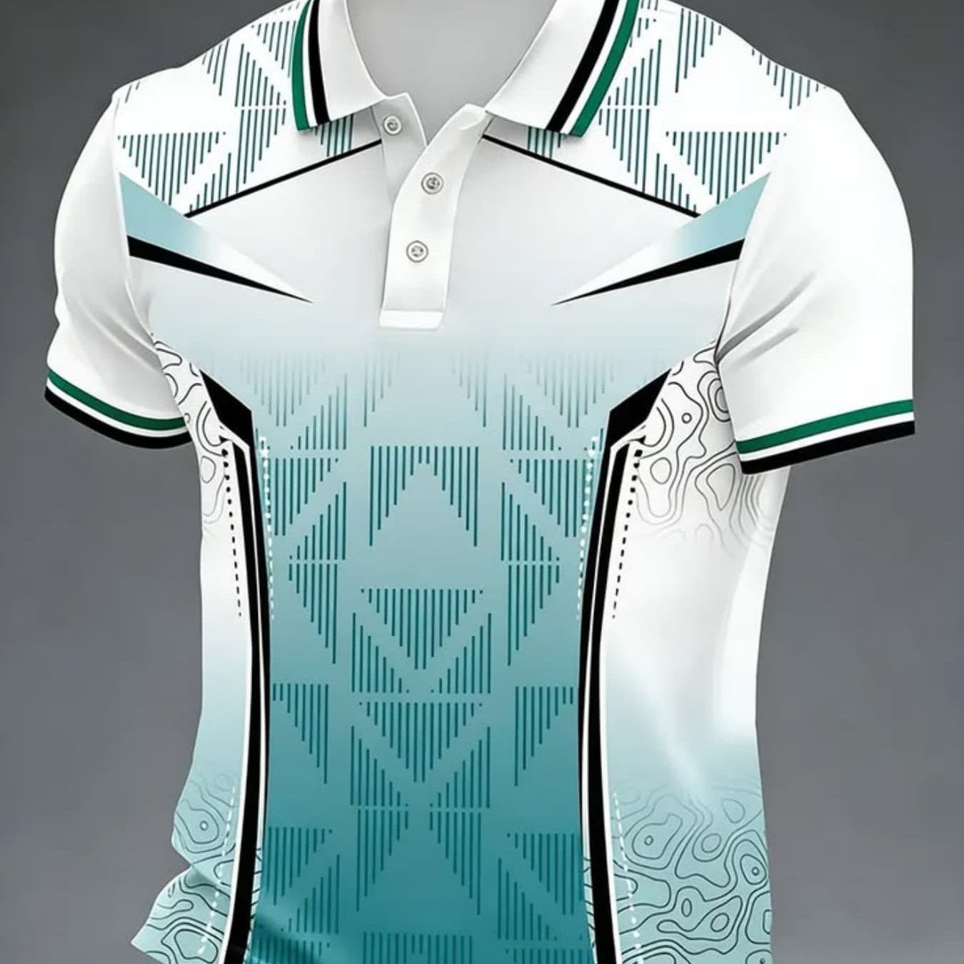 TEMU Printeddesign-nottextured 2dprinting[printed Design- No Texture] Men's Short-sleeve Shirt, Men's Blue-gradient Geometric Pattern Shirt,