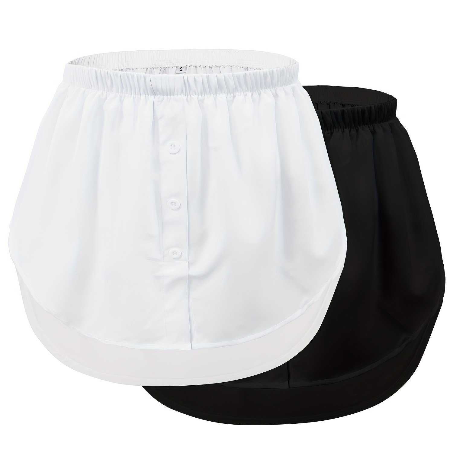 2pcs Button Decor Asymmetrical Skirt, Comfy Elastic Waistband Skirt For Daily Wear Skirt, Women's Clothing