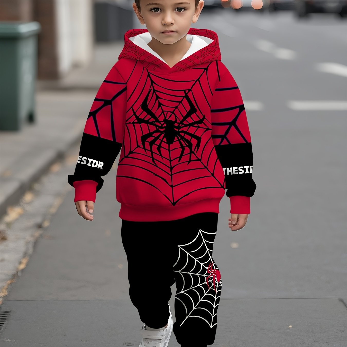 TEMU Set Of Hooded Sweatshirts For Boys Featuring A Stylish Spider Design, Perfect For Casual And Comfy Wear During Spring And Autumn , For Outdoor