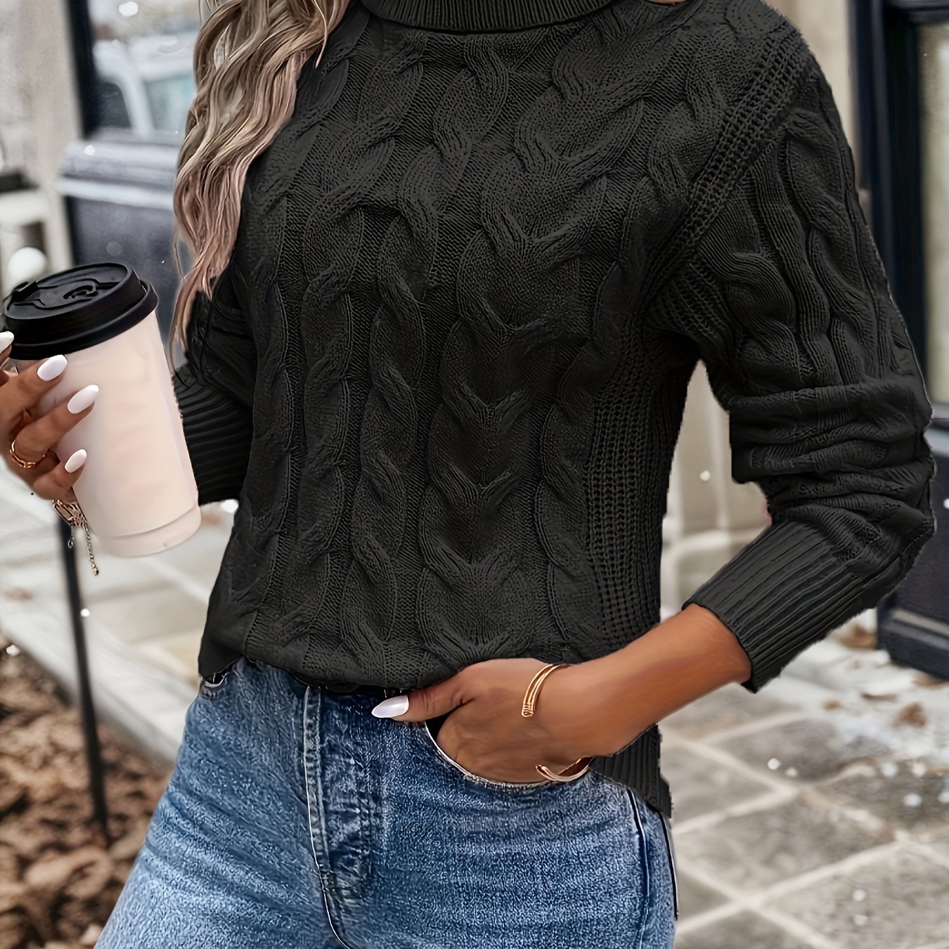 Image of Ladies' Elegant High-neck Sweater