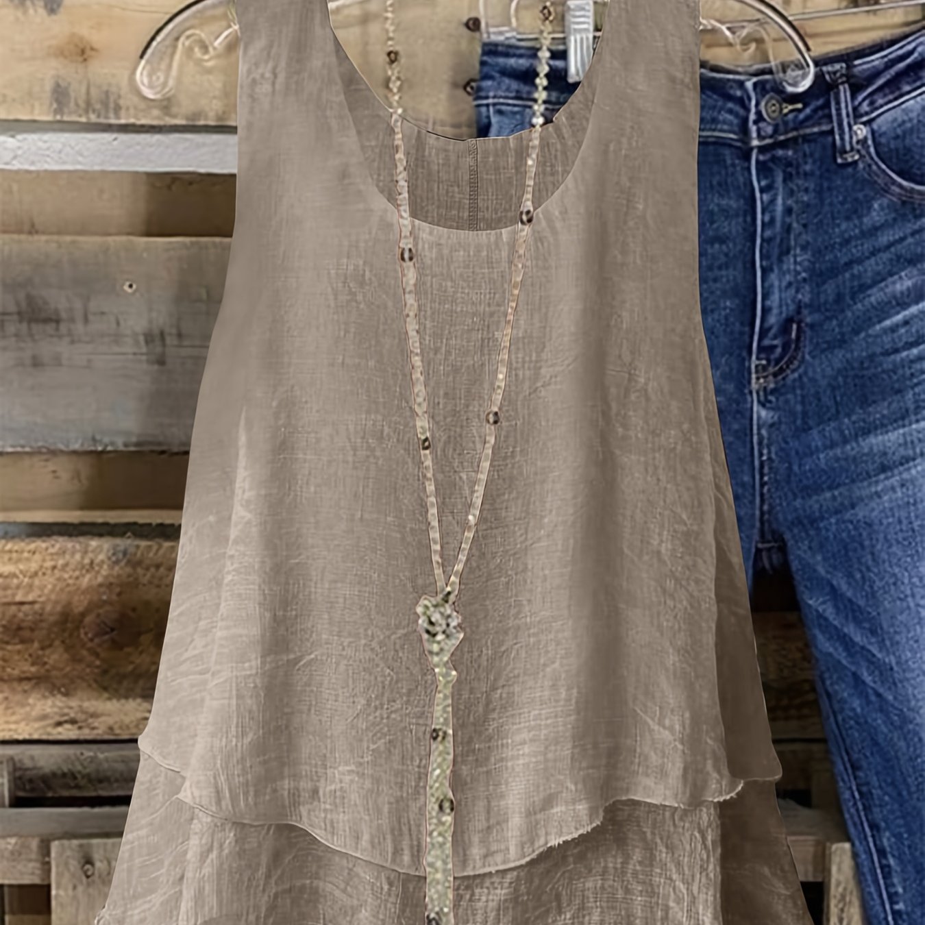 Plus Size, Women's Plus Size Sleeveless Elegant Tank Top