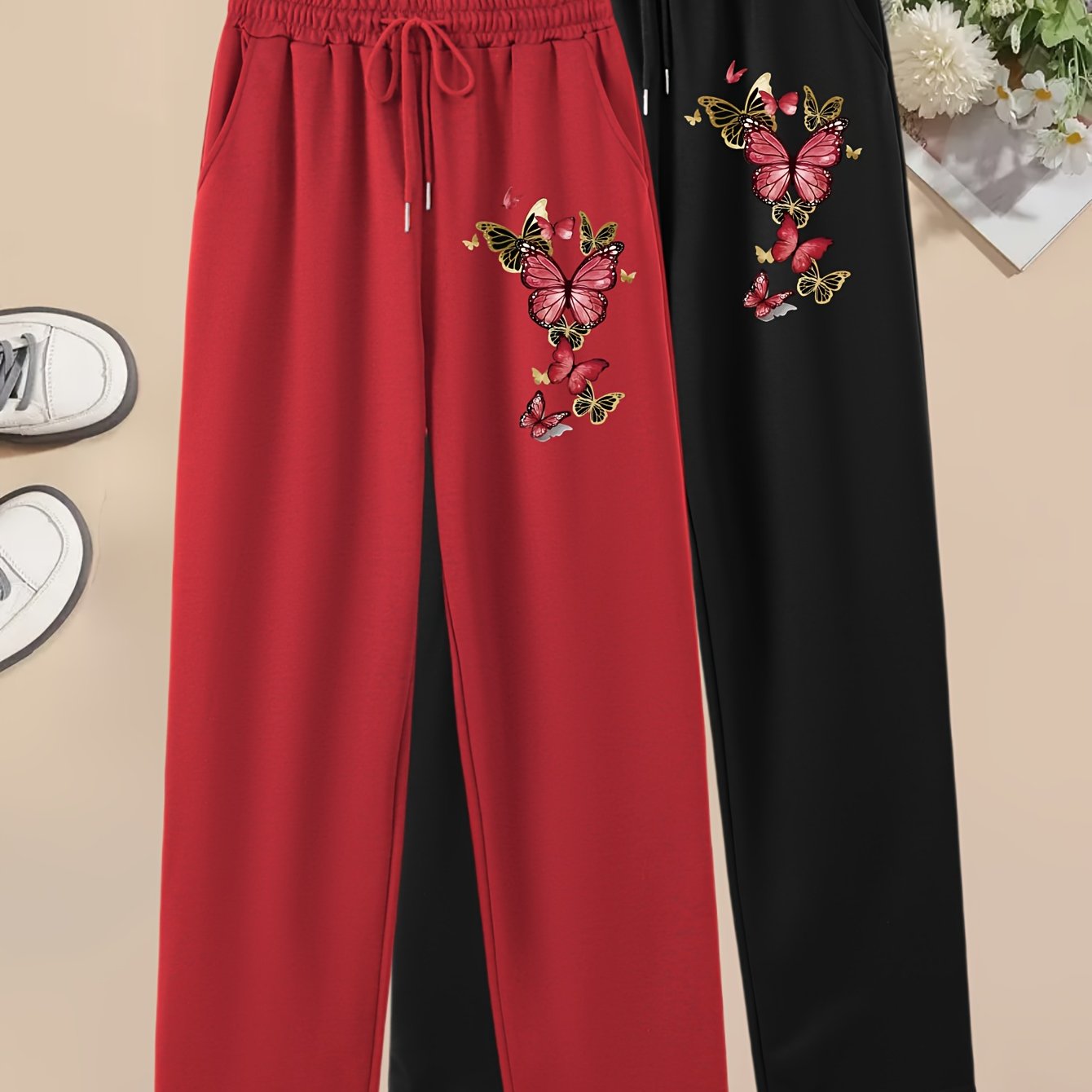 TEMU Casual Pants With Pockets And An Adjustable Drawstring Waist, Made From Slightly Stretchy Fabric, Machine Washable, Suitable For Outdoor And