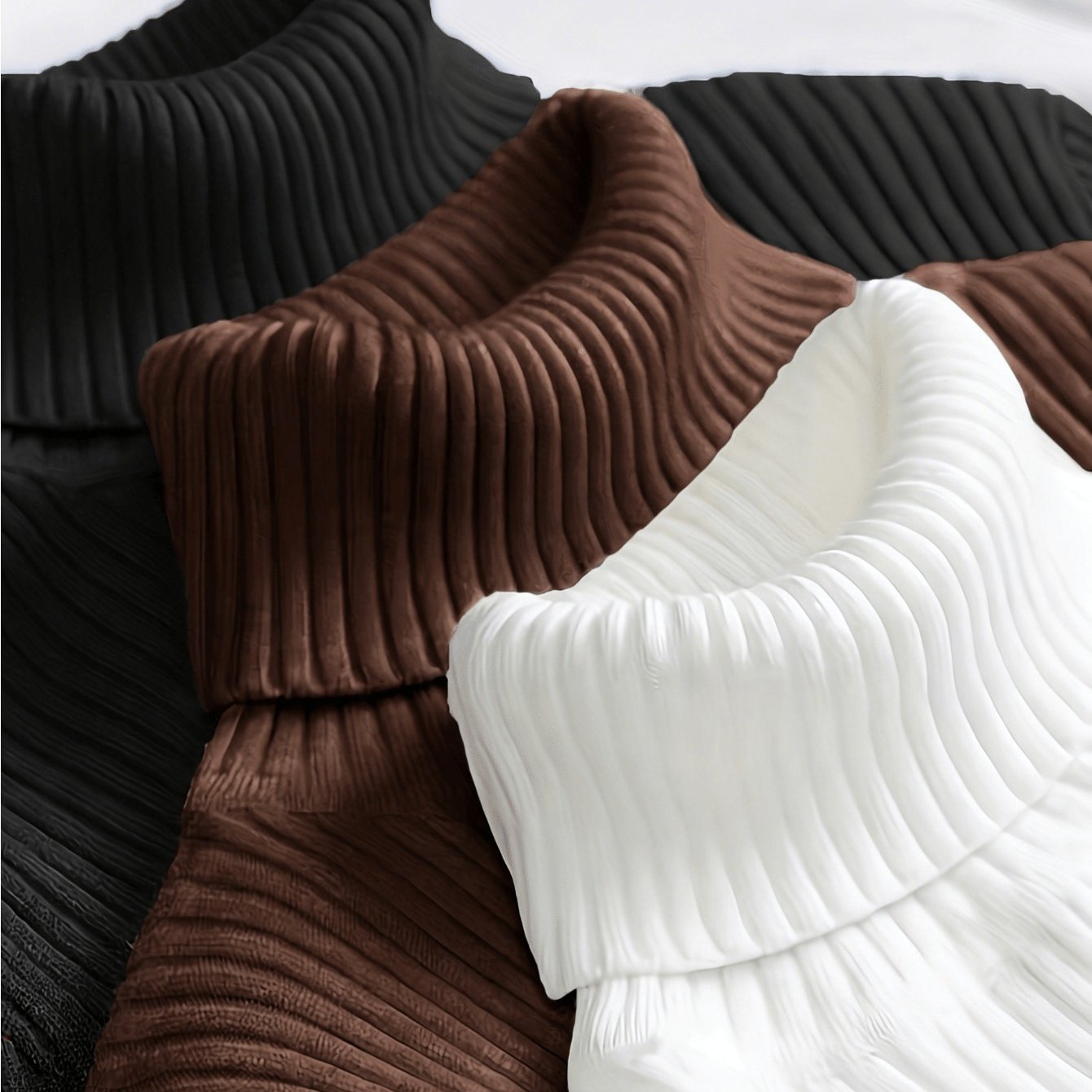 TEMU Lot de 3 hauts pour femme coupe slim à col roulé et manches longues, pull de couleur unie , tenues décontractées quotidiennes