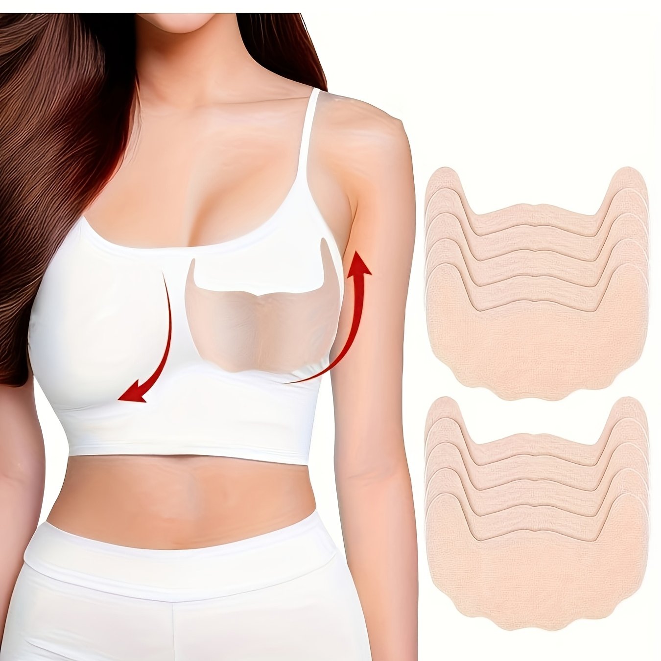 10pcs Non- Breast Pads, Anti-friction And Anti-wardrobe , Off-shoulder Dress Top Invisible Seamless Stickers, Invisible Breast Pads, Strapless Design, Bra Additions