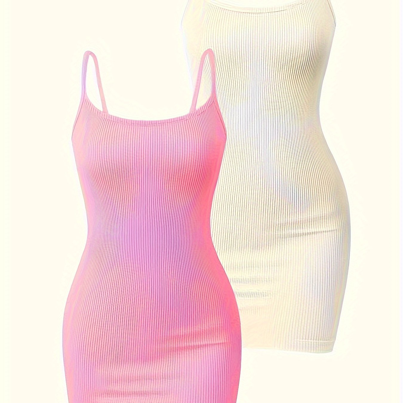 solid rib-knit cami dresses, casual spaghetti strap sleeveless dresses,  women's clothing - women's clothing - Temu