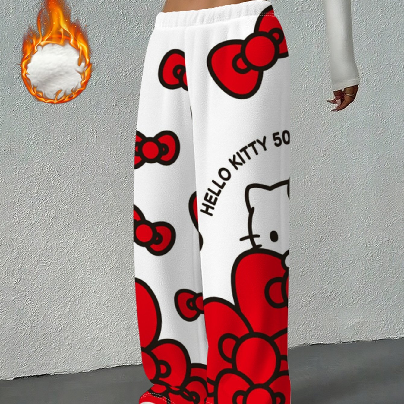 Image of Youth Autumn/winter -lined Thickened Pants - For . The Plush Fabric Is Soft, Warm, And Features A Loose Fit. Casual, Relaxed-fitting Pants Are Perfect For Daily . Adorable Cartoon-printed Pants