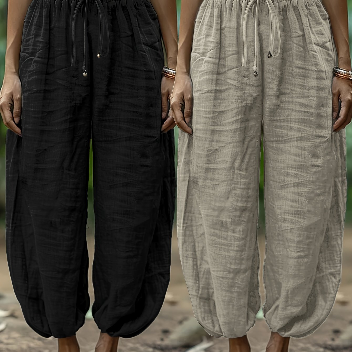 Linen Loose-fitting And Comfortable Simple Bloomers 2pcs Set