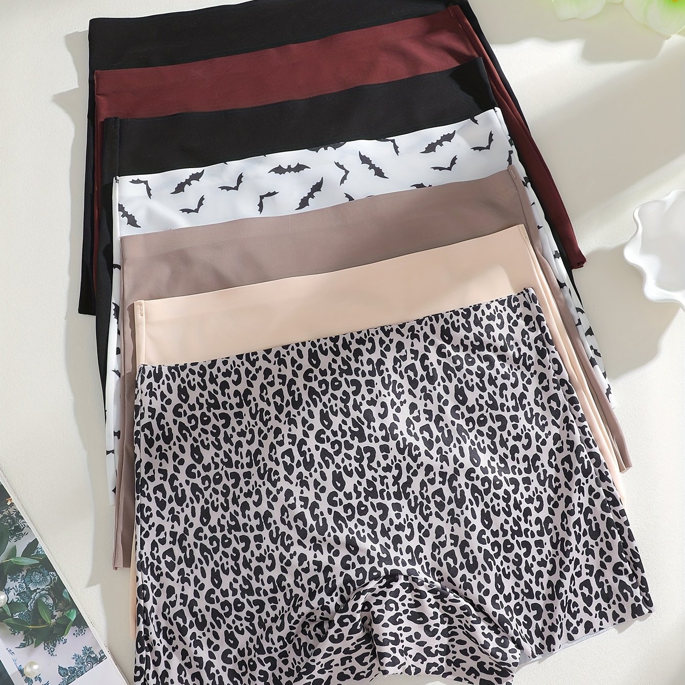 7pcs Women' Boxer Shorts - Elegant Leopard Print Underwear, Breathable Skin-friendly Mid-rise Boxers Suitable For Daily Wear, Casual & Office - Soft Non- Pants For Comfortable Everyday Use