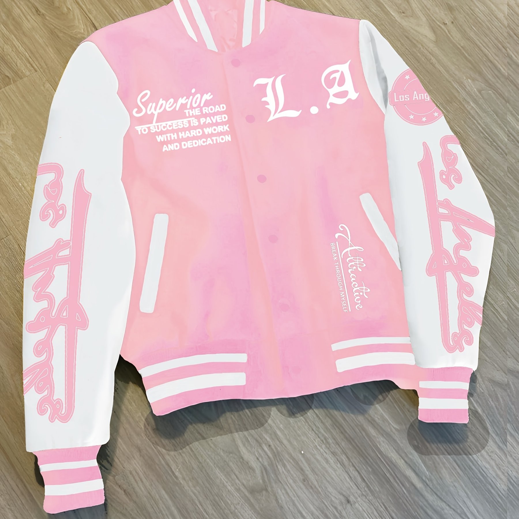 TEMU Brand I Name Los Angeles La English Name Series Baseball Jersey Men's Baseball Jersey Lightweight Warm Men's Jacket Fleece Men's Jacket Cute Top
