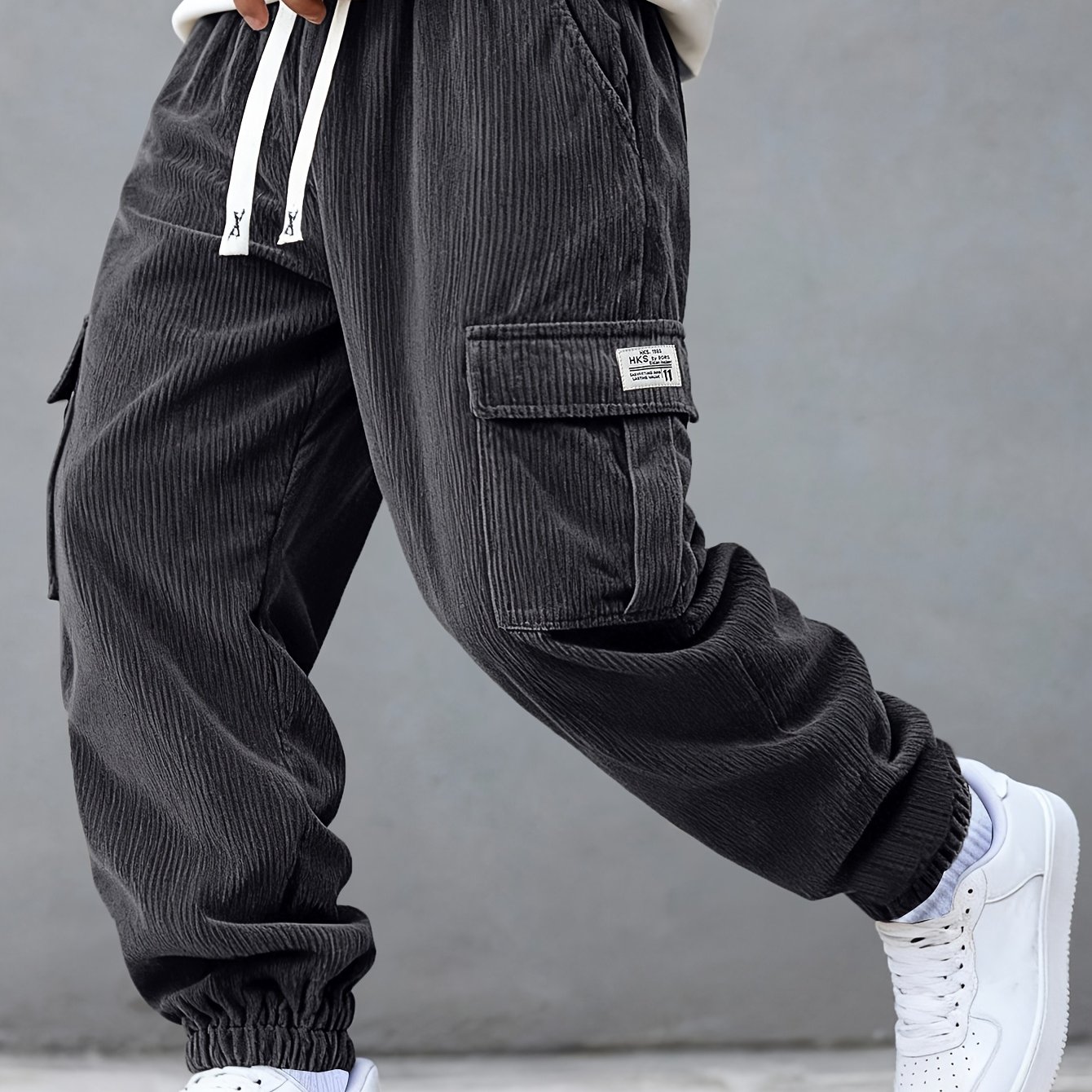 Image of Men's Corduroy Work Pants - Featuring A Multi-, , Loose Fit, And Drawstring Waist - In Colors, Making It A Perfect Gift Suitable For Everyday Wear, Dates, And , A Surprise For