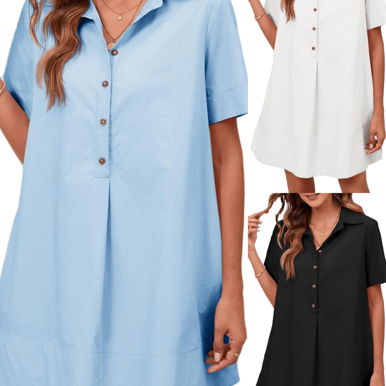 Casual Oversized Mini Dress With Short Sleeves And A V-neck, Featuring Buttons And A For And Summer