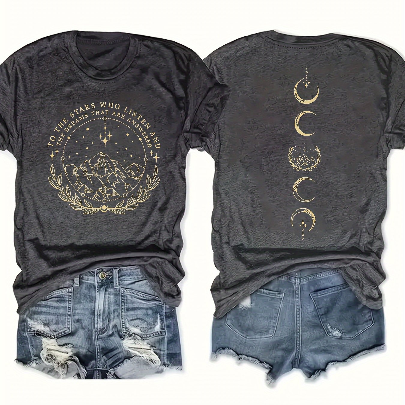 TEMU Festival-themed Letter Print T-shirt, Short-sleeved Round Neck Casual Top, Summer And Spring, Women' Size Clothing