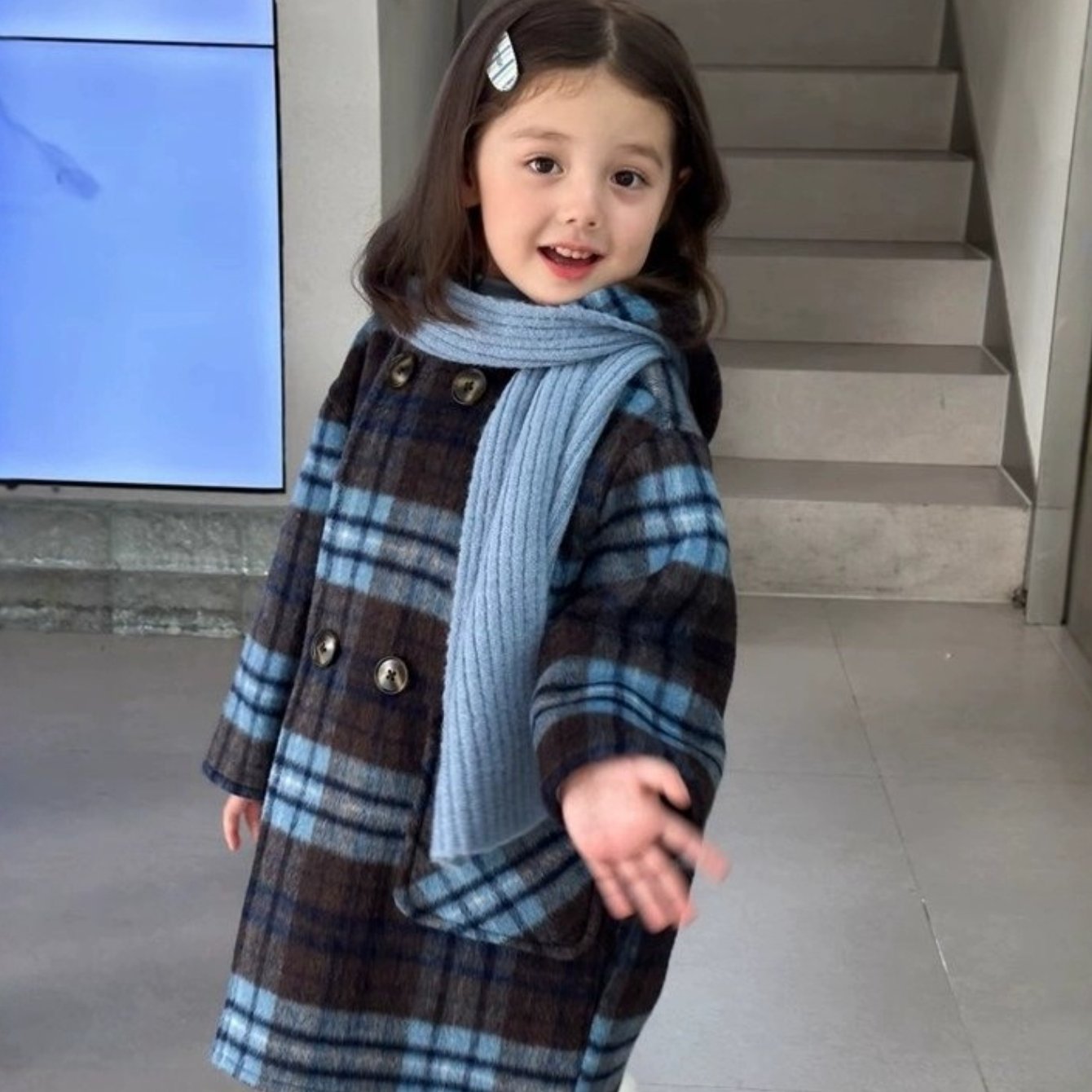 Image of Girls' 2025 Winter New Checked -blend - Washable Small Grid, -padded Thickened Hooded Outerwear, Perfect Gift For 3-7y Girls, Kids' Clothing Kids Clothes Clothes Kids Girls Trendy Stuff Christmas