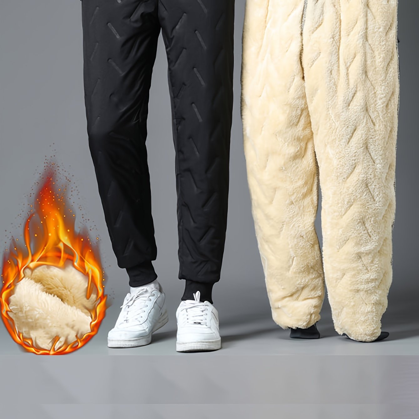 kkboxly Men's Winter Warm Fleece Lined Pants Outdoor Sports