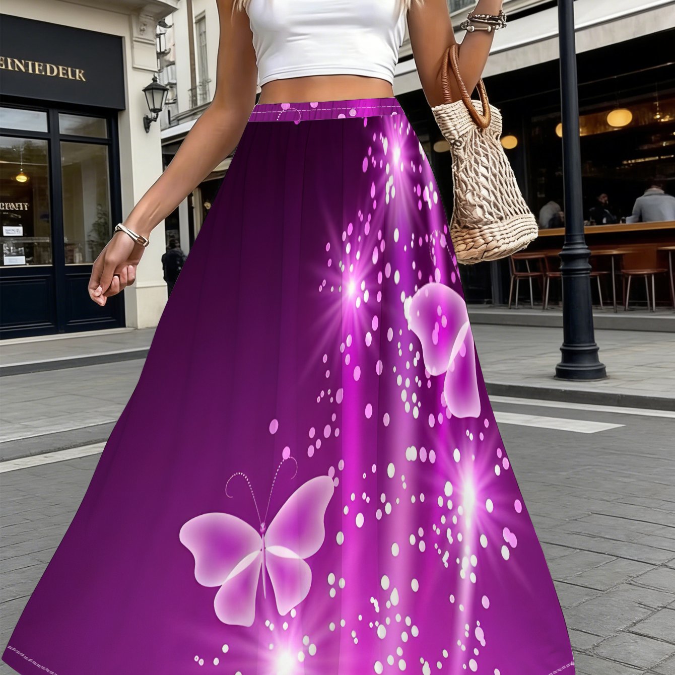 TEMU Womens Plus Size Skirt With And Sparkle Design, Perfect For Beach, Casual , Parties, And Casual Attire, Lightweight And Flowy, Ideal For Summer