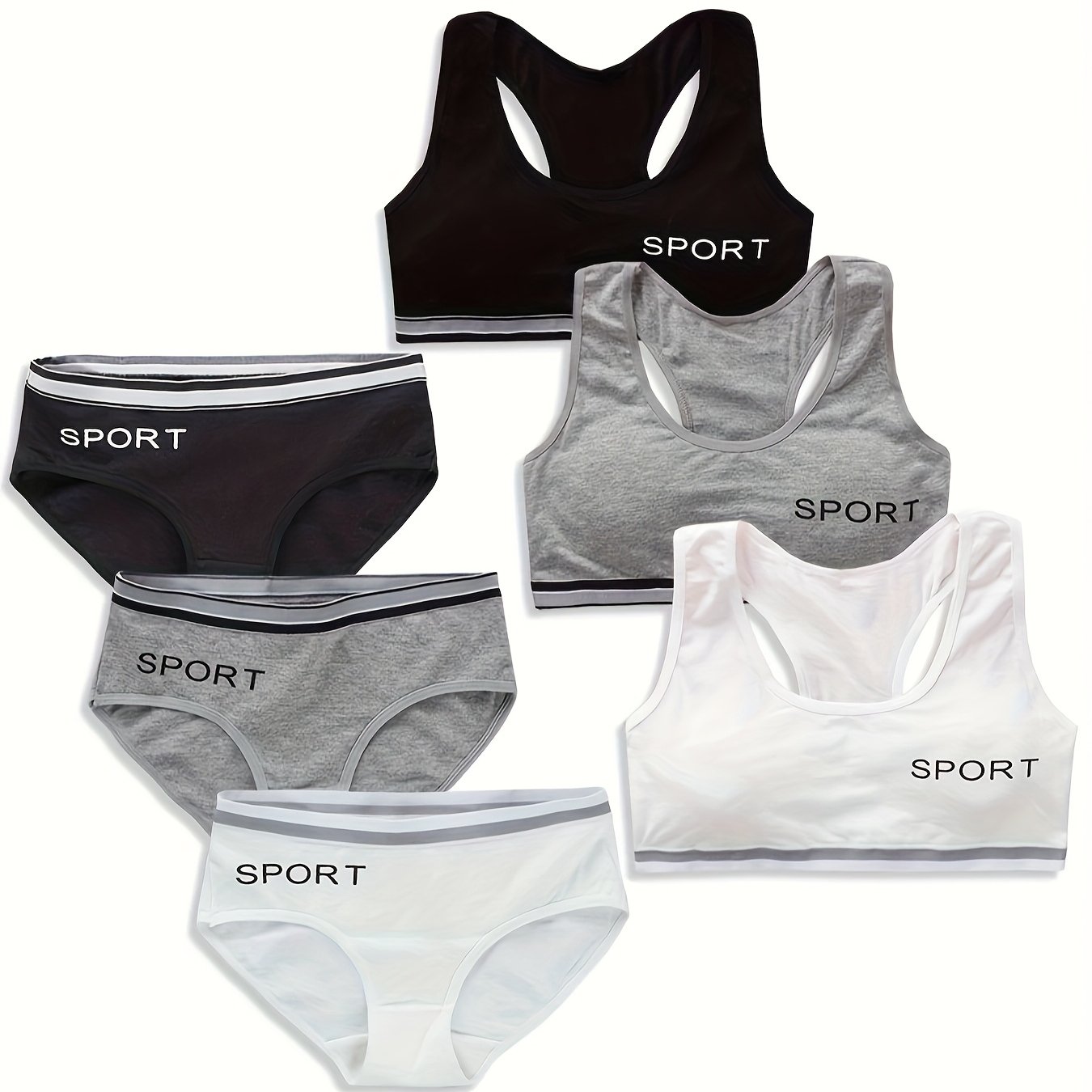 Image of A Set Of 6 ' Bras And Panties Suitable For Young Aged 13 To 15, Including Sports Bras And Tank Tops., For Teenager, For Teenager