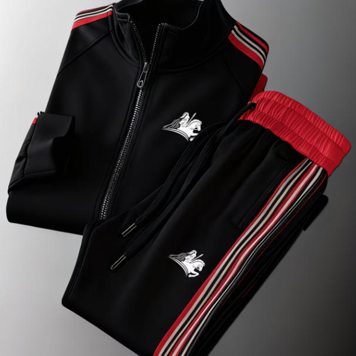 Image of Men's Style Trendy Knight Equestrian Graphic Tracksuit Set Casual Sportswear Big Size Men Wear Holiday Gift Daily Wear, Plus Size