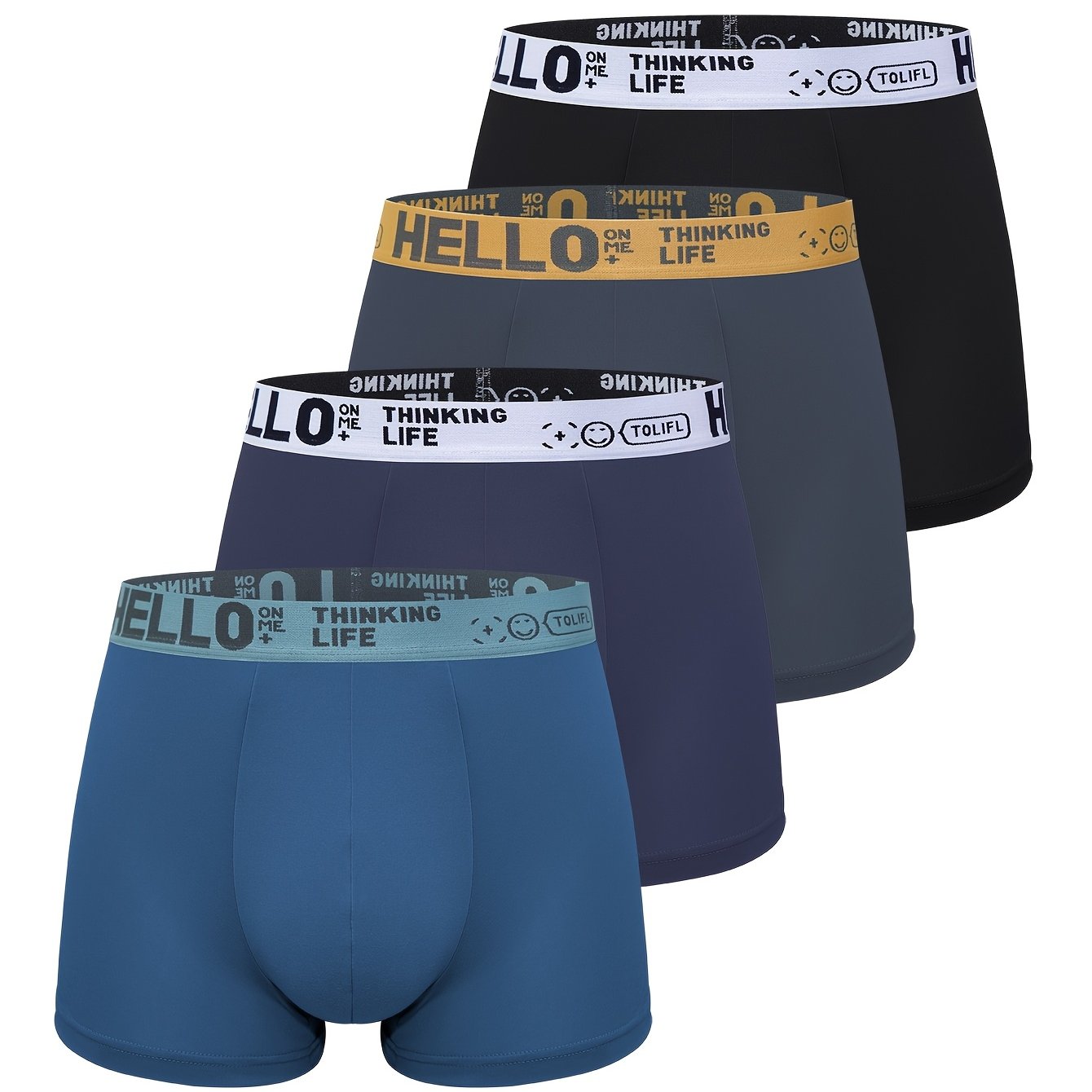TEMU Set Of 4 Summer Men' Color Boxer Shorts With A High-quality Elastic Waistband, Stylish And Trendy, Loose Fit, Comfortable Large Size, Made From