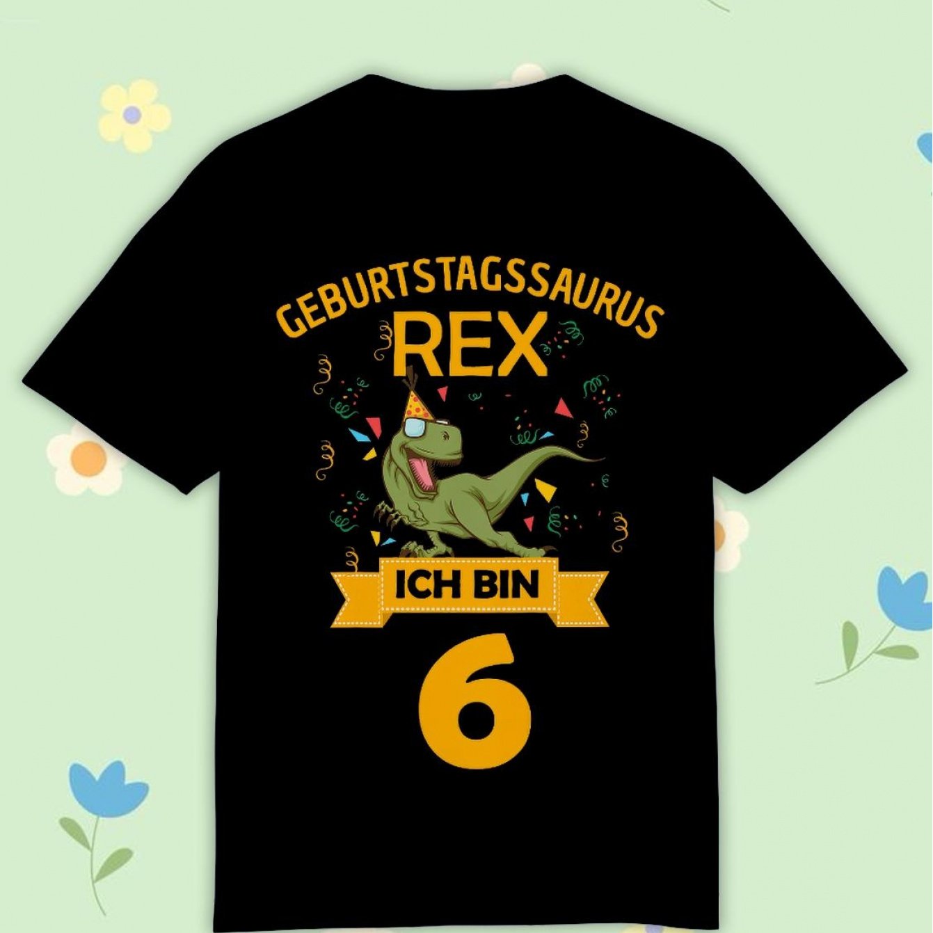 Image of Kids' 6th Birthday Dinosaur I Girl Boy Dino T-shirt Comfortable Casual Crew Neck Tee For Boys And Girls T Shirt, 200g