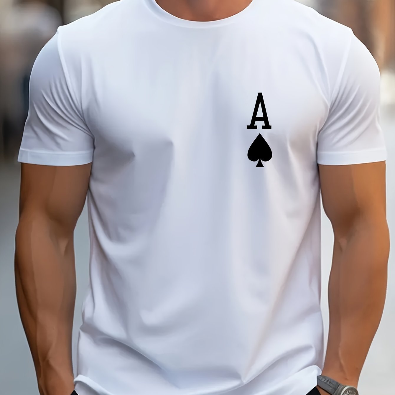 TEMU 's Stylish And Unique Patterned Print Comfortable Short-sleeve T-shirt, Breathable Sports Shirt For Casual Daily Outdoor Activities And